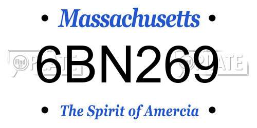 6BN269 Massachusetts License Plate