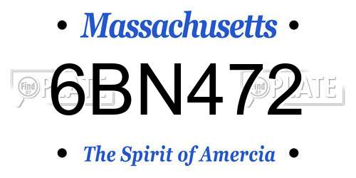 6BN472 Massachusetts License Plate