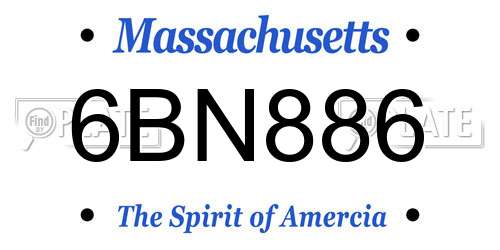 6BN886 Massachusetts License Plate