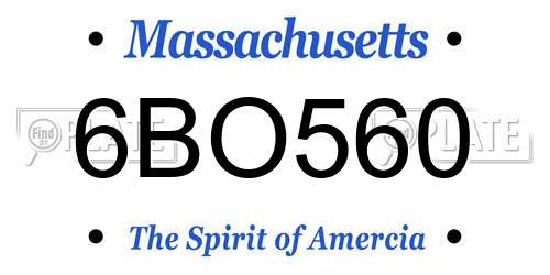 6BO560 Massachusetts License Plate