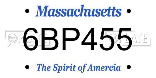 6BP455 Massachusetts License Plate
