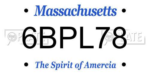 6BPL78 Massachusetts License Plate