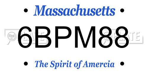 6BPM88 Massachusetts License Plate