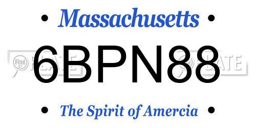 6BPN88 Massachusetts License Plate