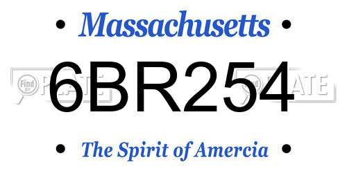 6BR254 Massachusetts License Plate