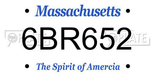 6BR652 Massachusetts License Plate