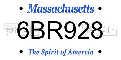 6BR928 Massachusetts License Plate
