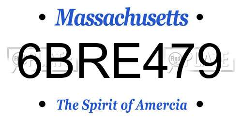 6BRE479 Massachusetts License Plate