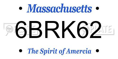 6BRK62 Massachusetts License Plate
