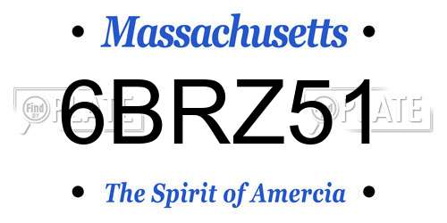 6BRZ51 Massachusetts License Plate