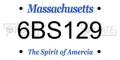 6BS129 Massachusetts License Plate