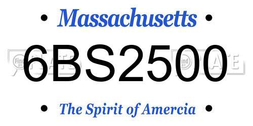 6BS2500 Massachusetts License Plate