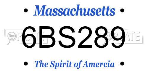 6BS289 Massachusetts License Plate