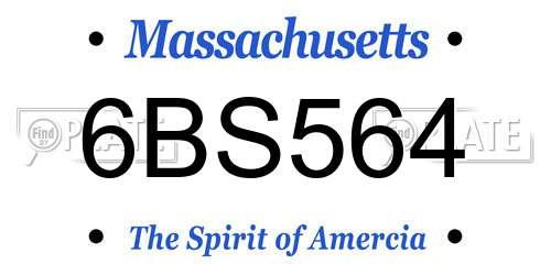 6BS564 Massachusetts License Plate