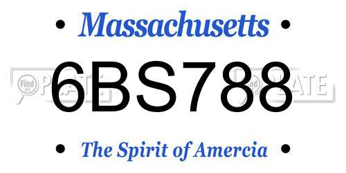 6BS788 Massachusetts License Plate