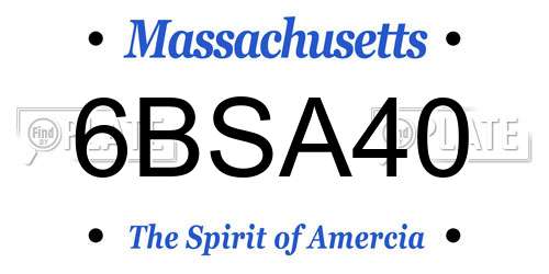 6BSA40 Massachusetts License Plate