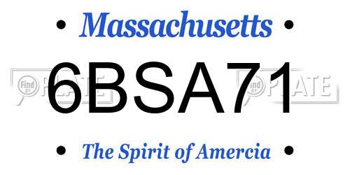 6BSA71 Massachusetts License Plate