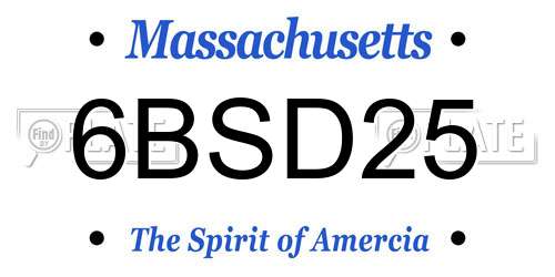 6BSD25 Massachusetts License Plate