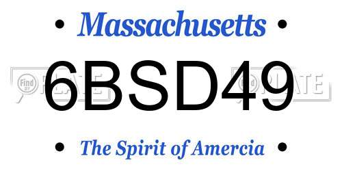 6BSD49 Massachusetts License Plate