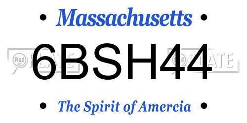 6BSH44 Massachusetts License Plate