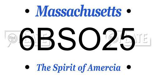 6BSO25 Massachusetts License Plate