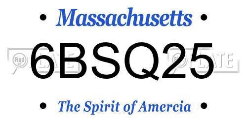 6BSQ25 Massachusetts License Plate