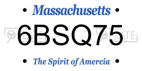 6BSQ75 Massachusetts License Plate