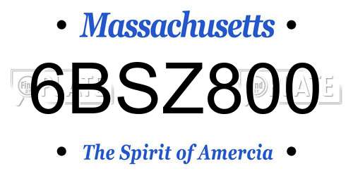 6BSZ800 Massachusetts License Plate