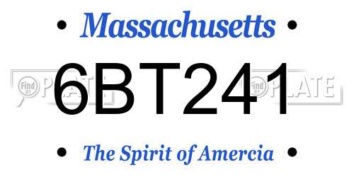 6BT241 Massachusetts License Plate