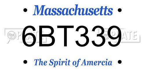 6BT339 Massachusetts License Plate