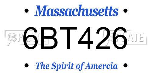 6BT426 Massachusetts License Plate