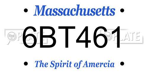 6BT461 Massachusetts License Plate