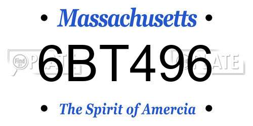 6BT496 Massachusetts License Plate