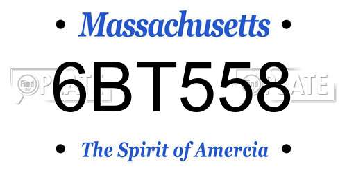 6BT558 Massachusetts License Plate