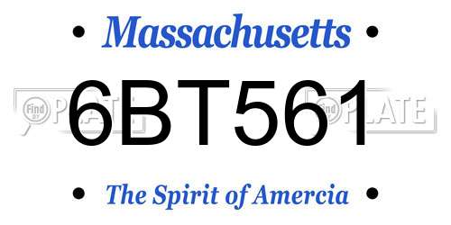6BT561 Massachusetts License Plate
