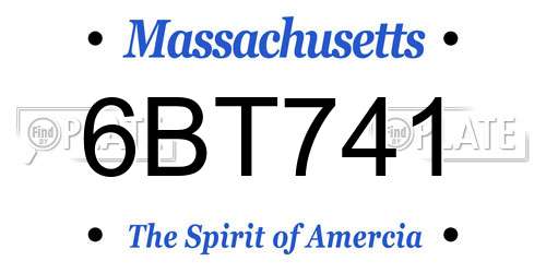 6BT741 Massachusetts License Plate