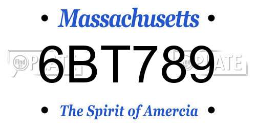 6BT789 Massachusetts License Plate