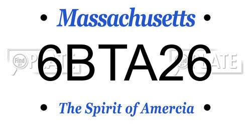 6BTA26 Massachusetts License Plate