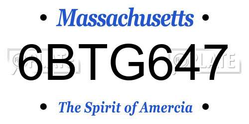 6BTG647 Massachusetts License Plate