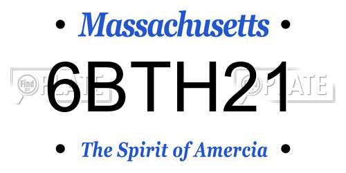 6BTH21 Massachusetts License Plate