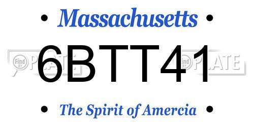 6BTT41 Massachusetts License Plate