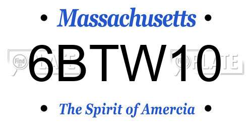 6BTW10 Massachusetts License Plate