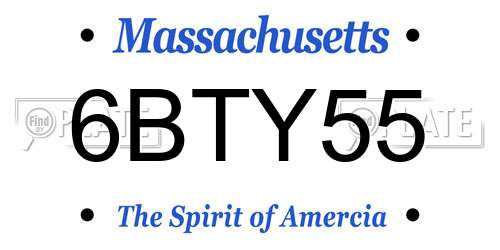 6BTY55 Massachusetts License Plate