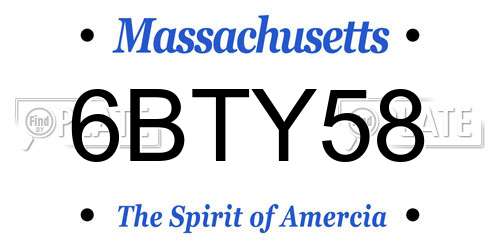 6BTY58 Massachusetts License Plate