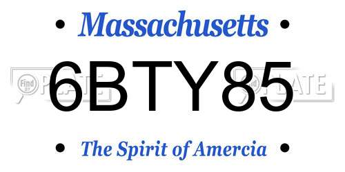 6BTY85 Massachusetts License Plate