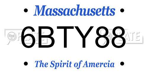 6BTY88 Massachusetts License Plate