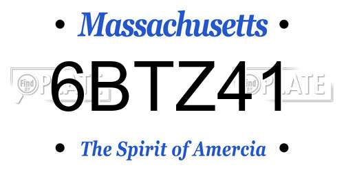 6BTZ41 Massachusetts License Plate