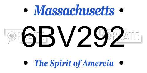 6BV292 Massachusetts License Plate