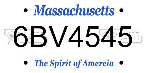 6BV4545 Massachusetts License Plate