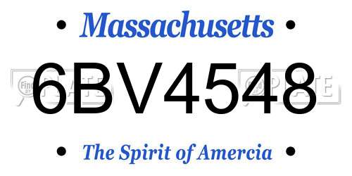 6BV4548 Massachusetts License Plate
